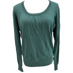 The Limited Womens Green Scoop Neck Lightweight Sweater With Button Cuff XL